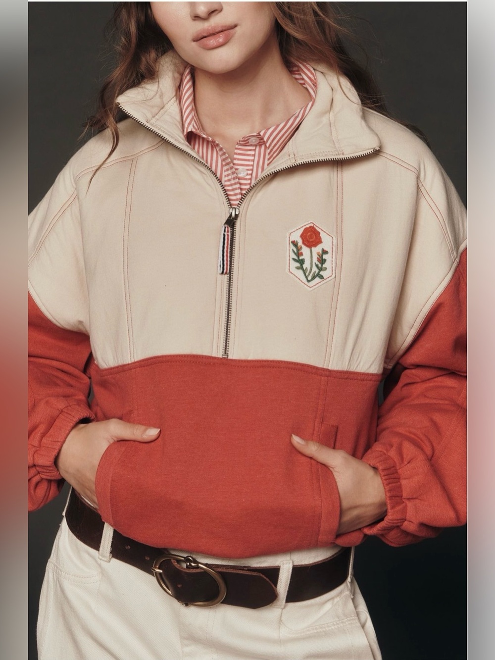 Pilcro Shetland Half-Zip Pullover Sweatshirt